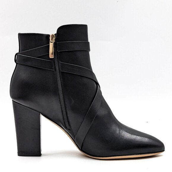 L'Agence Women Franci Black Leather Buckle Dressy Office Heel Boots sz 9.5 - Picture 11 of 12